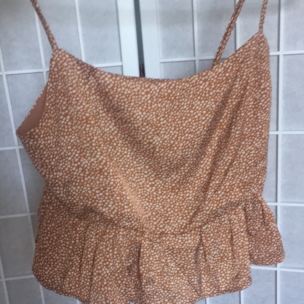 Tan and white blouse with spaghetti straps